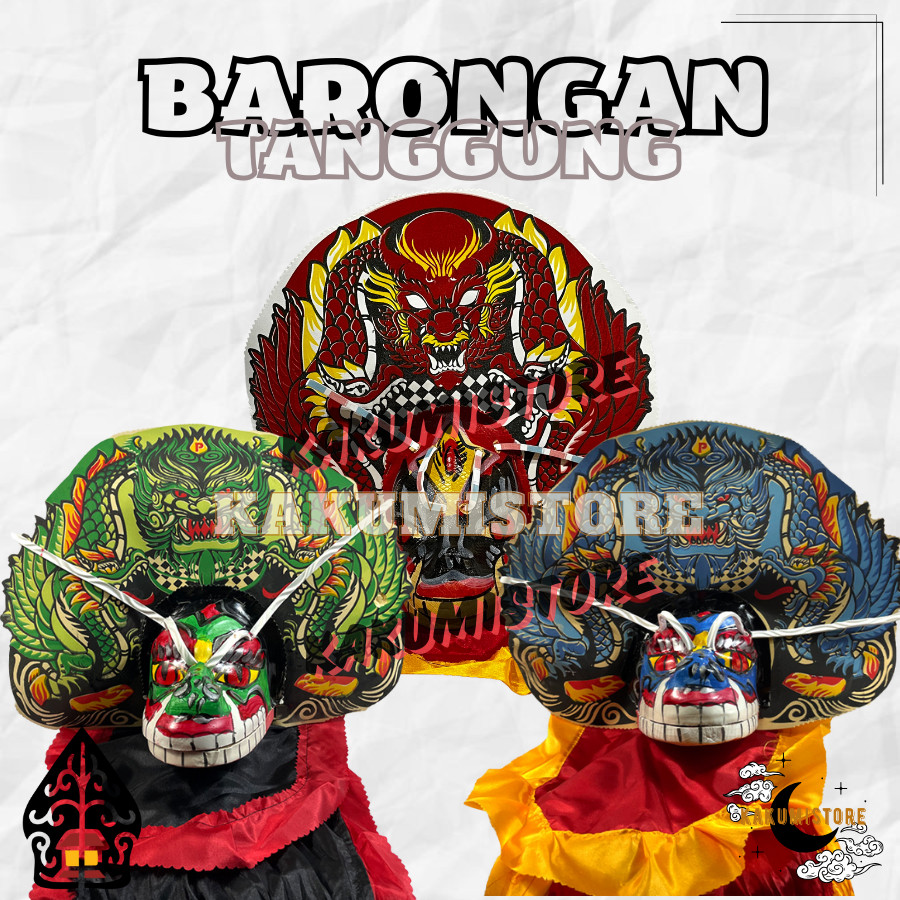 Barongan Spons Tanggung Biru Motif Macan Mainan Anak Free Kemul