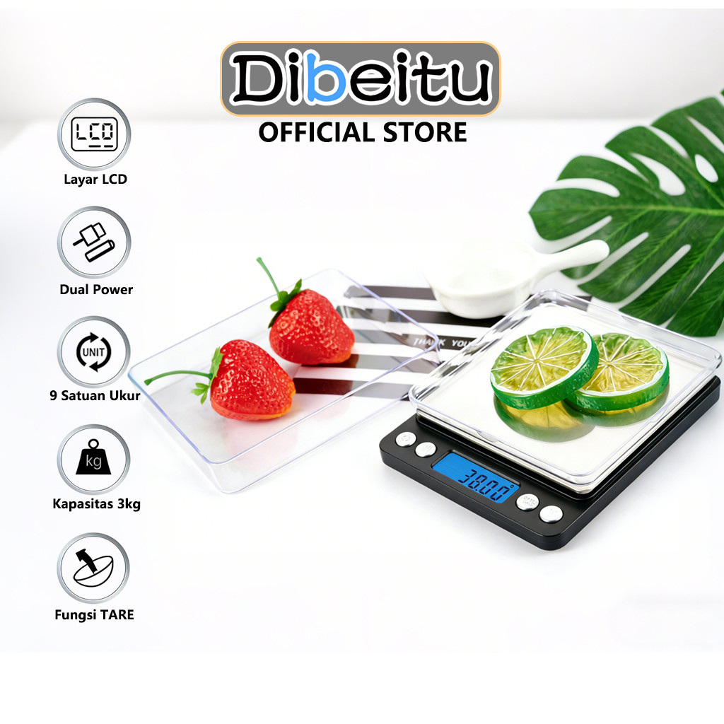 Timbangan Kue Dapur Digital Akurasi Tinggi 0.1gr/3Kg USB Rechargeable Timbangan Makanan Elektronik