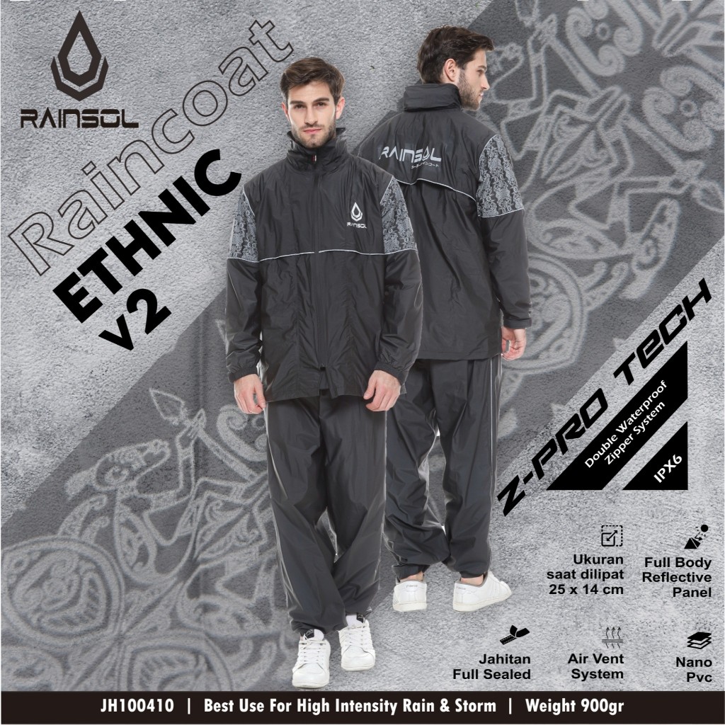 Jas Hujan Rainsol | Jas Hujan Pengendara Motor Dewasa | Motif Batik