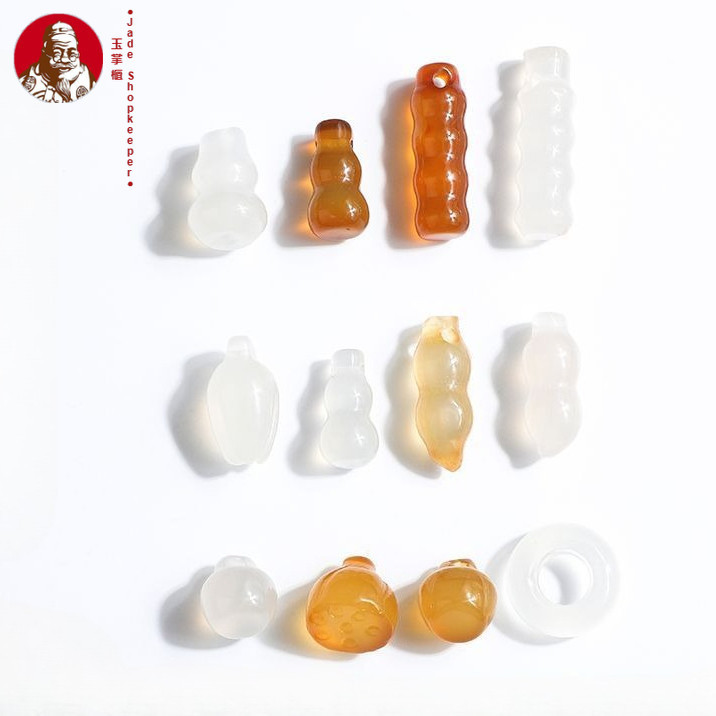 Liontin batu akik kalsedon giok, vas labu bulat kecil aksesori liontin DIY