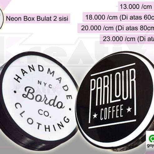 Neon Box Bulat Dua sisi 2 sisi