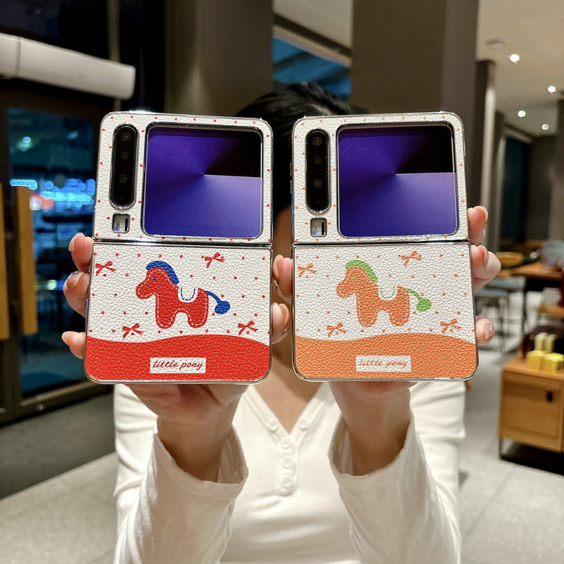 Casing ponsel lipat untuk Huawei Pura X, lapisan kulit, pita, titik gelombang, gelang kuda poni, cas