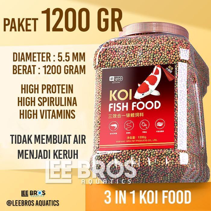 Pakan Ikan Koi Premium / Pelet Ikan Koi 3 mm Spirulina + Growth - 1200 gram