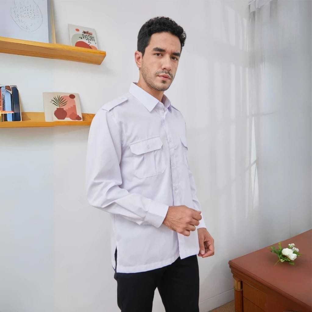 Baju Pdh Putih Pria Pendek Kemeja Seragam Pns Asn Dinas Laki Laki
