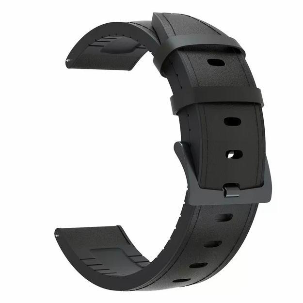 STRAP TALI JAM LEATHER KULIT RUBBER FOR FOSSIL SMARTWATCH GEN 4 5 22MM - Full Black