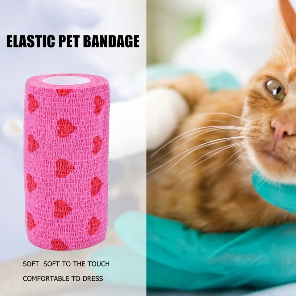 Cat Self-adhesive Elastic Bandage Dog Cat Bandage Leg Cover Protector Strap Bandage Non-woven Cohesi