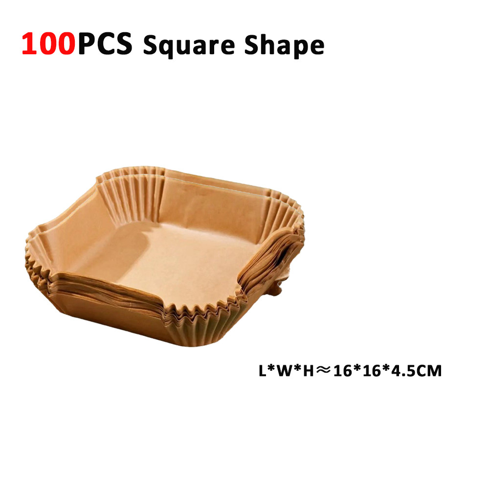 50/100pcs Air Fryer Paper Liners Oil-Proof Disposable Isolation Tray Baking Paper Round/ Square Air 