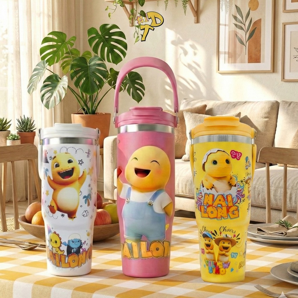 [NEW ART] ODT Tumbler Karakter Nailong Dino Kuning Stainless Steel 304 900ml Tumbler Tahan Panas Din