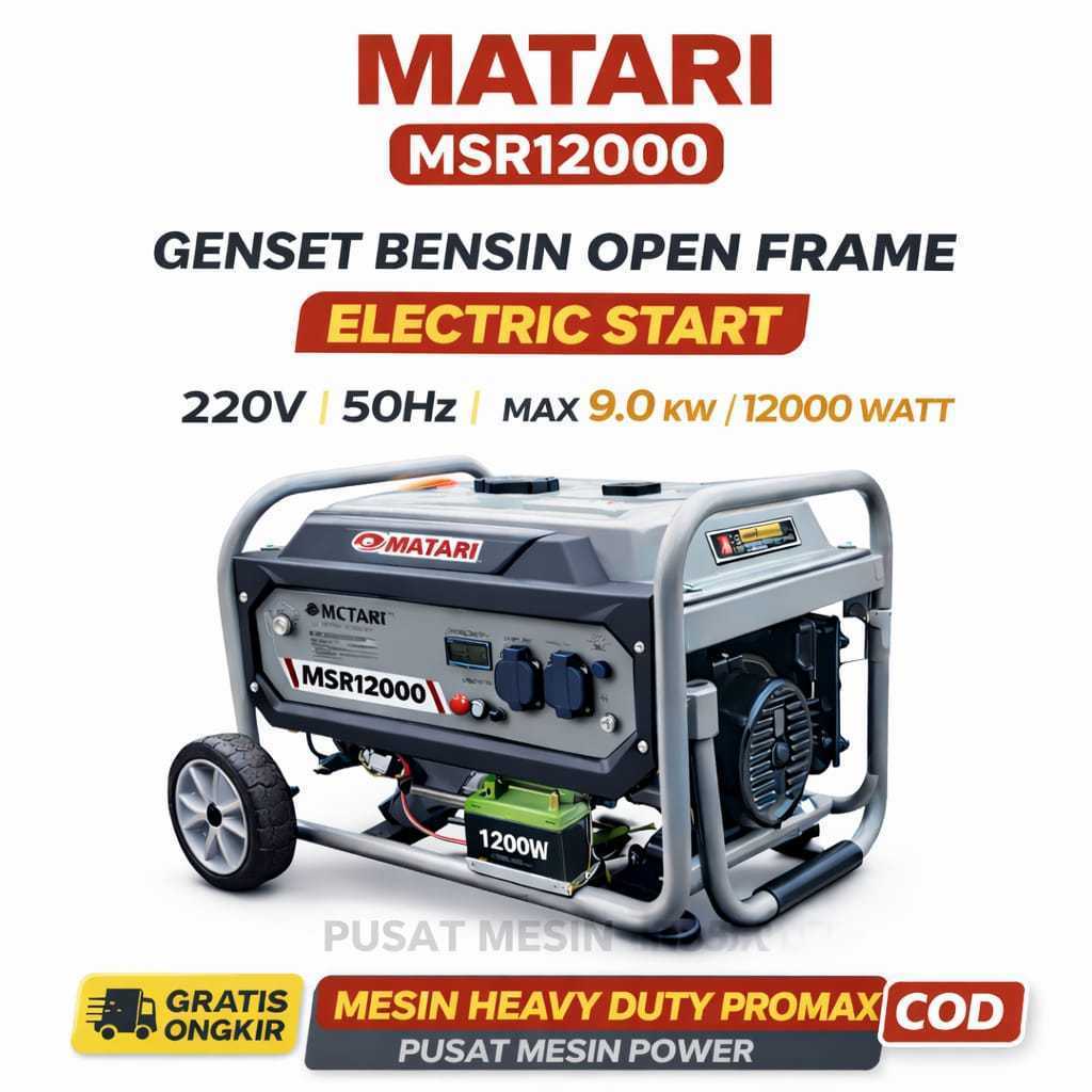 GENSET BENSIN MATARI GENSET 12000 WATT GENSET BENSIN GENERATOR MATARI MSR 12000E / MSR 12000E3 PROMA