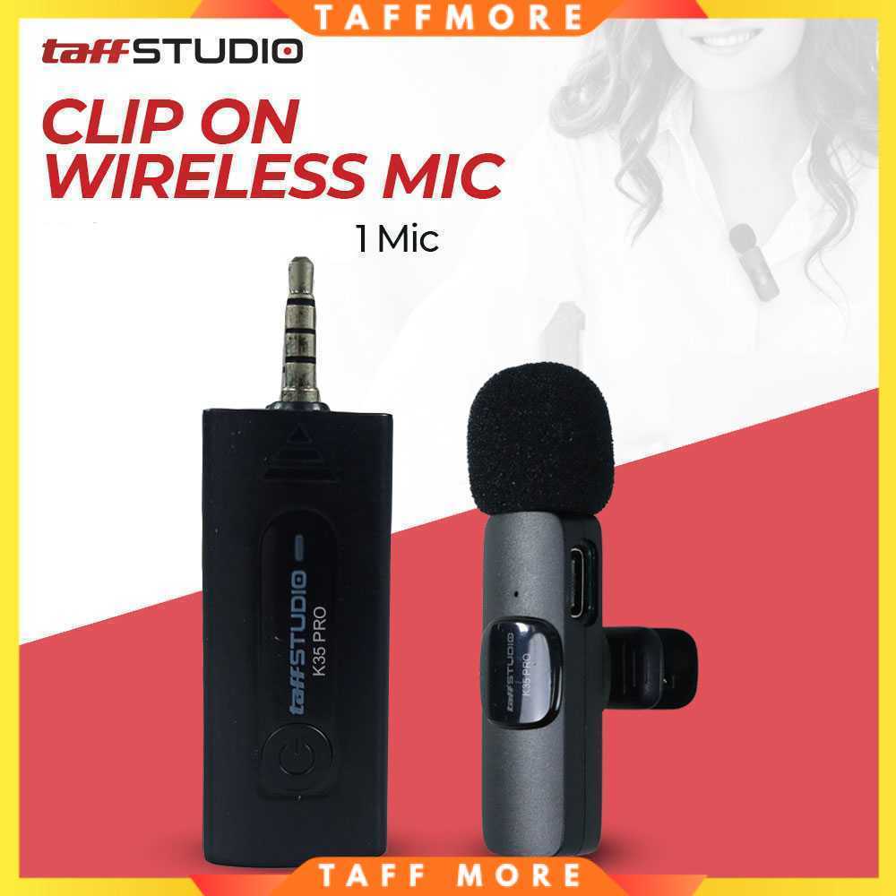 Mic Clip On TaffSTUDIO K35 Pro | Wireless 3.5mm Original untuk Vlog & Performance