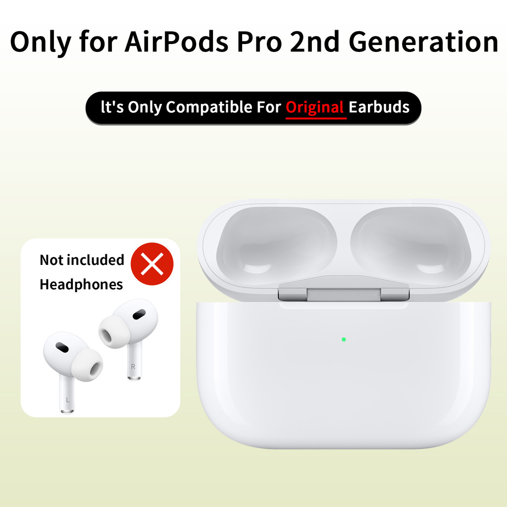 AirPods Pro2 arging Case Replacement w/ Real Pop-Up & Wireless arging – No Earbuds, OEM-Like Battery