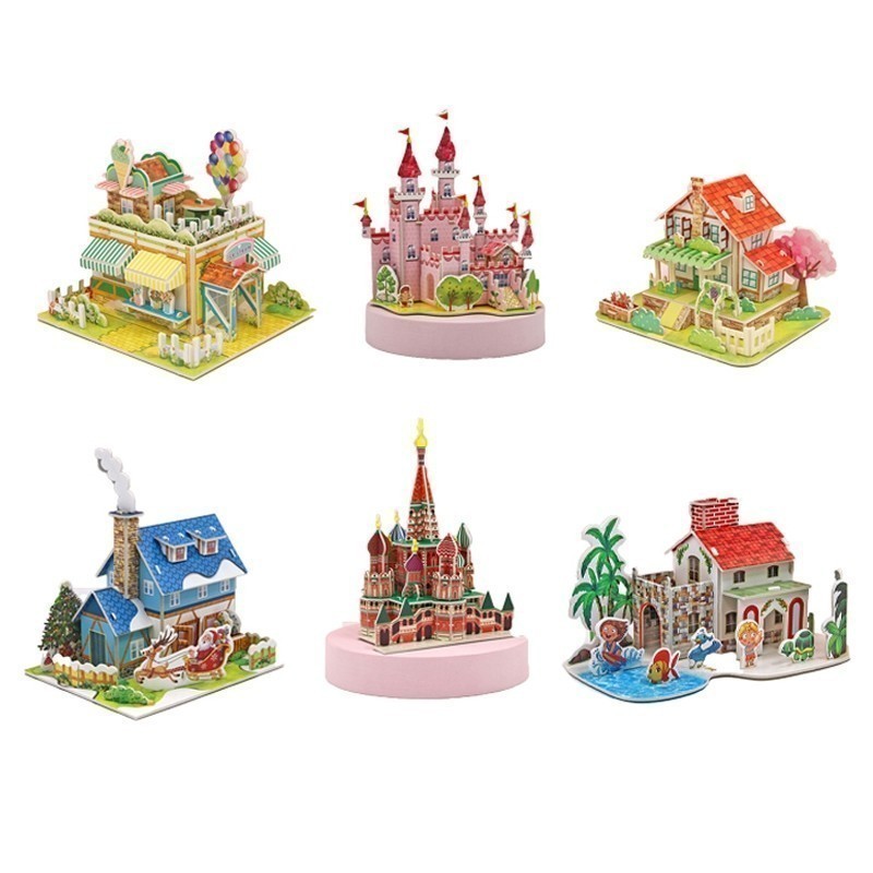 3D Puzzle Diy Mainan Edukasi Puzzle 3D Anak Miniatur DIY Rumah Bahan Foam Mainan Susun Puzzle