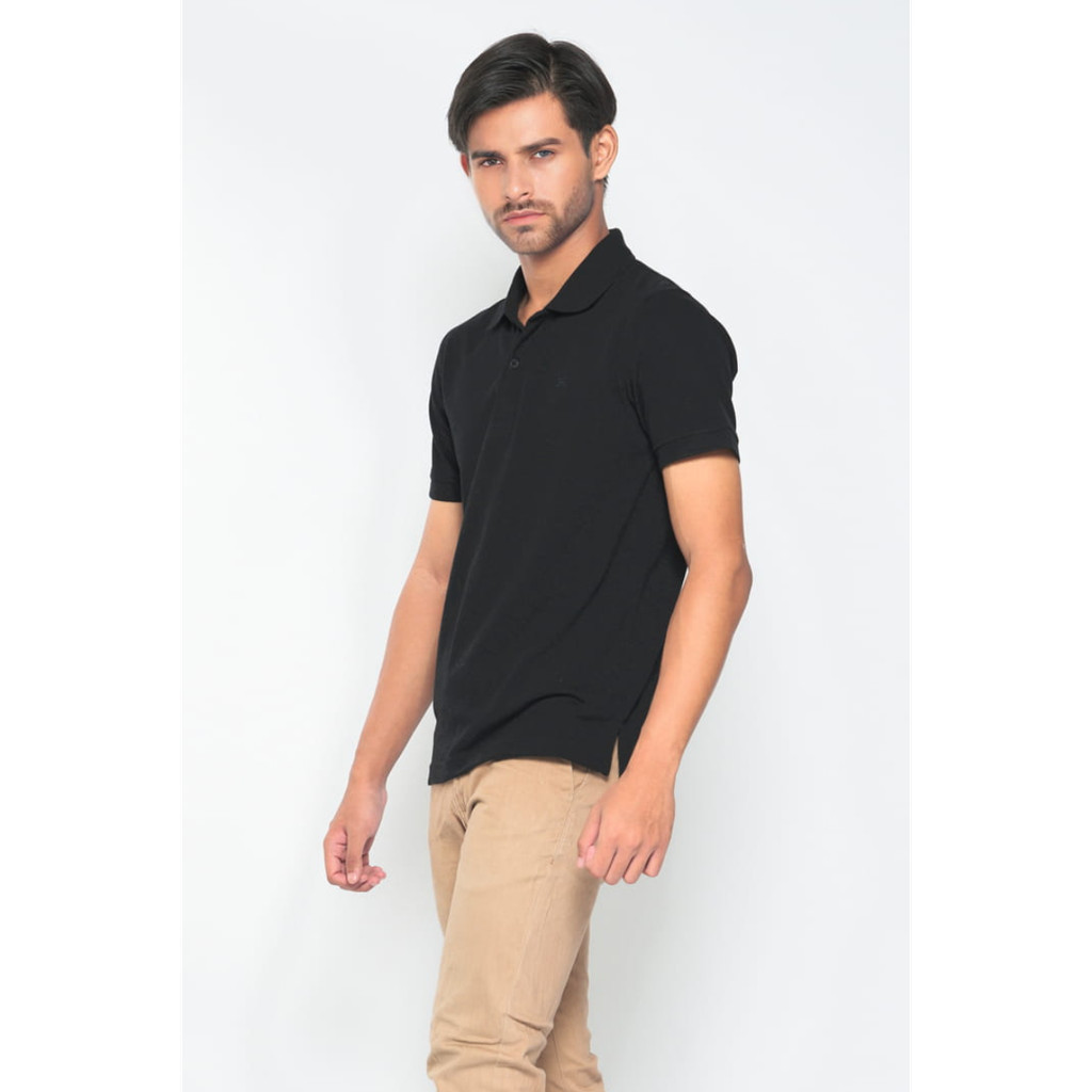 Hassenda Kaos Polo Shirt Kerah Pria Polos Lengan Pendek Arsen Hitam