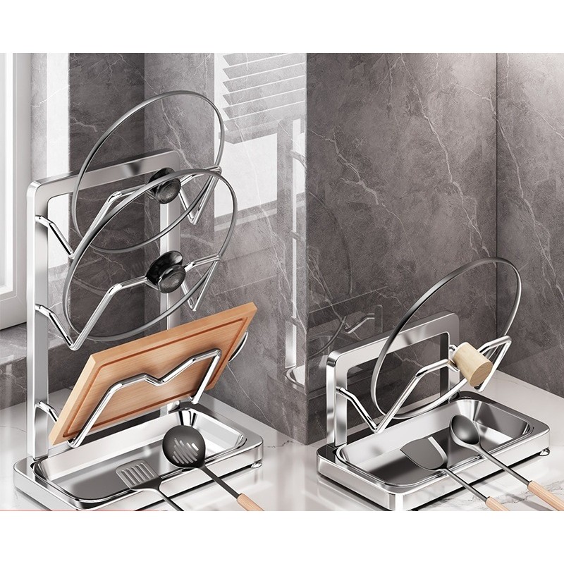 304 stainless steel panci penutup rak meja dapur rak untuk memotong papan masak rak
