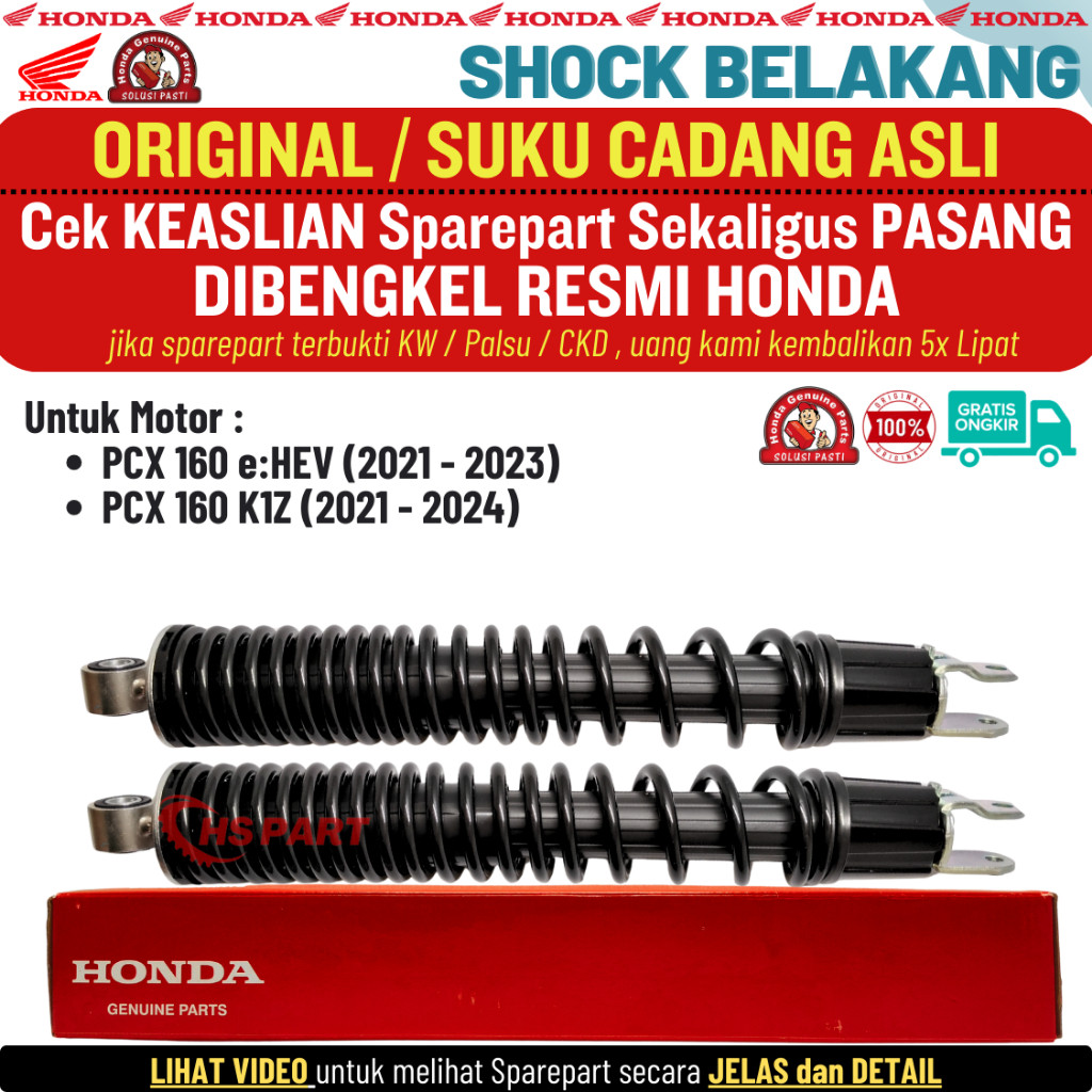 Shock Shockbreaker Belakang PCX 160 ABS CBS Original AHM Honda 100%