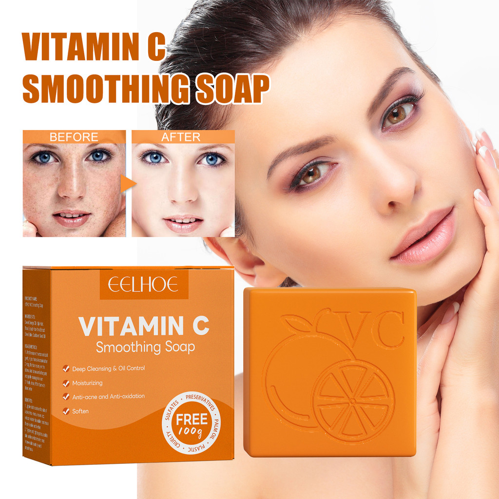 EELHOE Vitamin C Smoothing Soap 100g Pencerah Wajah Kusam Dan Flek Hitam Meratakan Warna Kulit Deep 