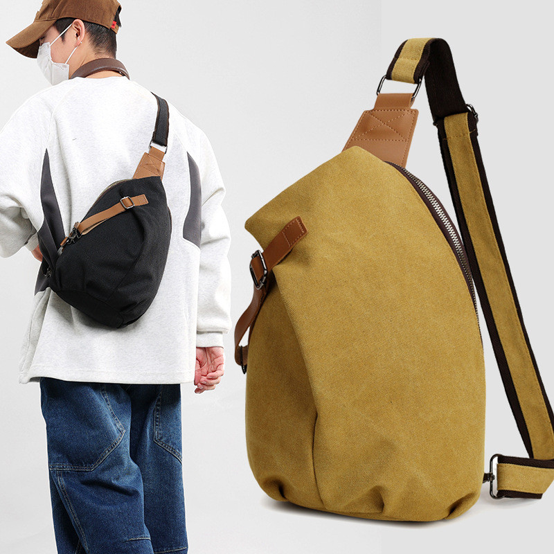 Tas Kanvas Tas Dada Pria Kapasitas Besar Fashion Trendy Tas Bahu Tas Selempang