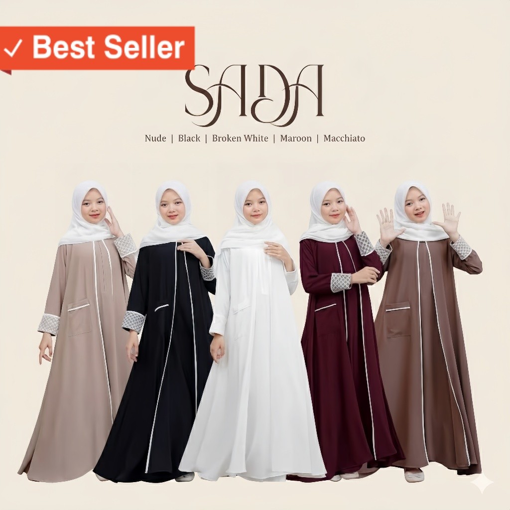 Sada Kids Abaya Anak Remaja Muslim Usia Tanggung 10-17 Tahun Gamis Lebaran Anak Mix Tile Baju Simple