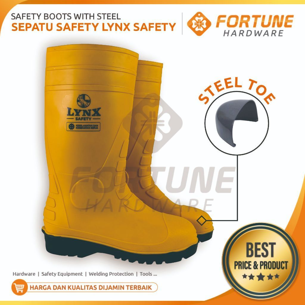 Sepatu Boot Safety Rubber LYNX SAFETY With Steel Toe Ujung Besi