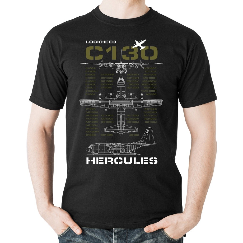 Funny Men's tshirt Flyingraphics Aviation Themed T Shirt Lockheed C-130 Hercules Multi Color tee