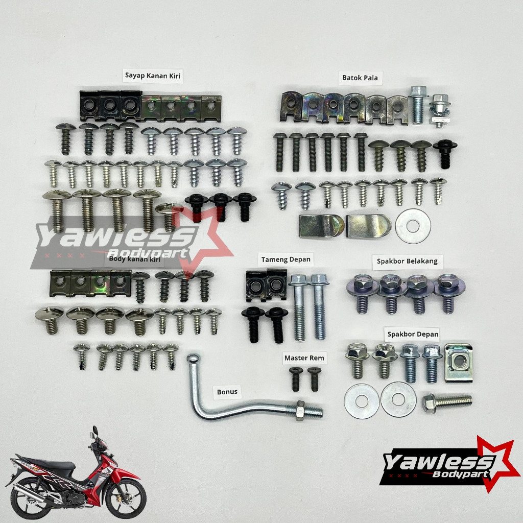 Baut Supra X 125 / Baut Body Supra X 125 Lengkap/Baut body motor Supra x 125 batman full set