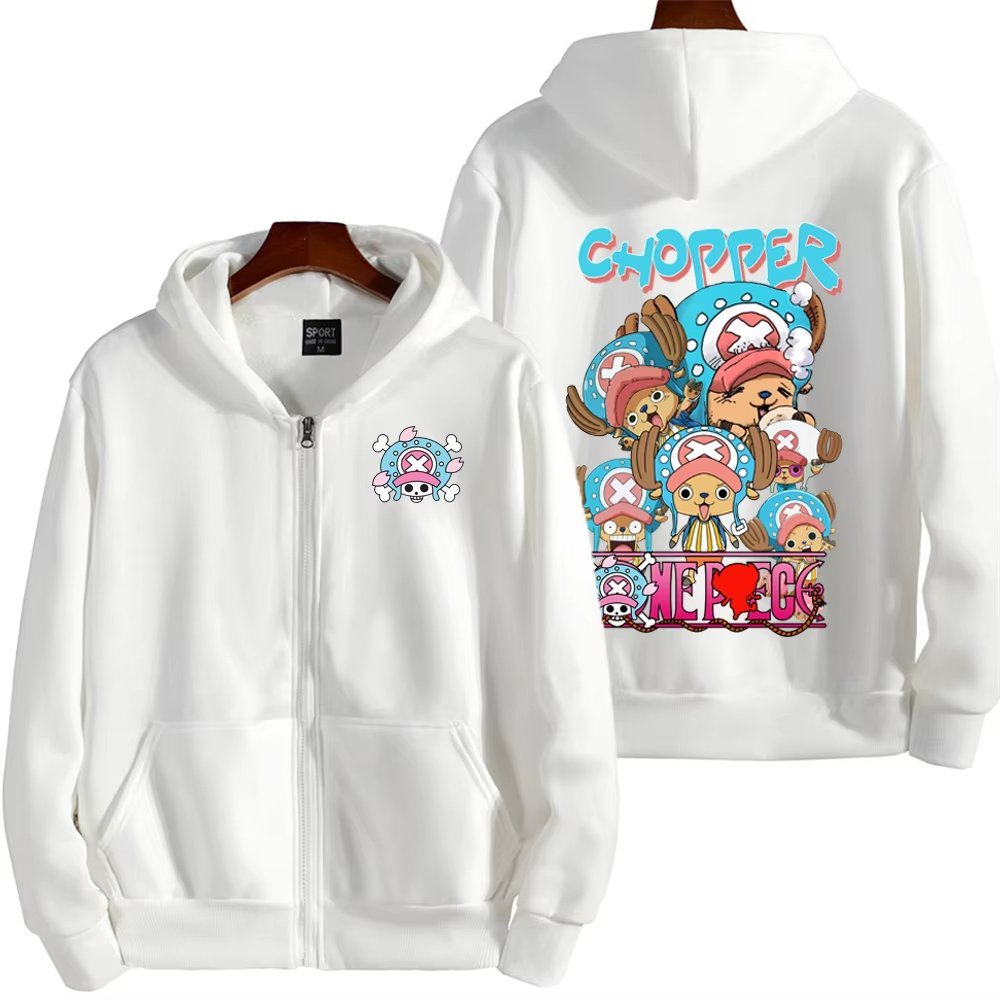 Jaket One Piece Zipper Hooded Jacket Oversized Anime Print