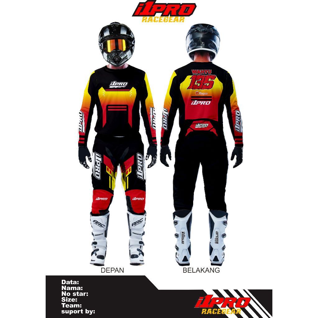Setelan Baju Motor Cross Dewasa Olahraga Trail Advanture Custom