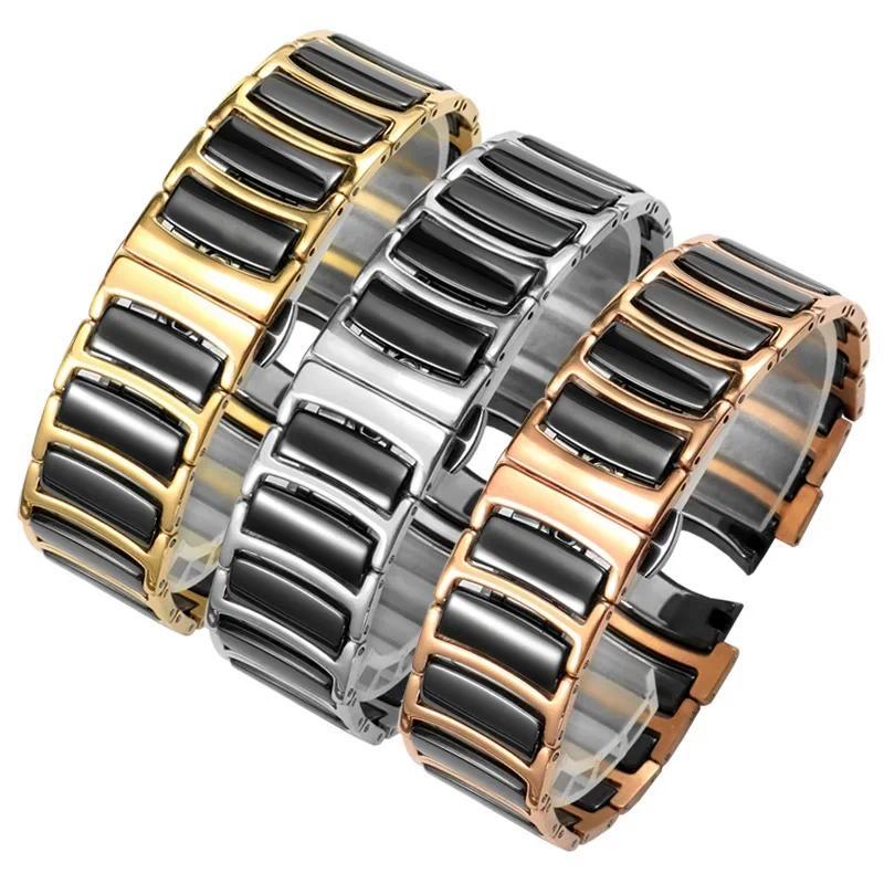 Watch Strap For Rado CENTRIX R30927722 Series Fine Steel Inter Ceramic Butterfly Buckle Women Men Wa