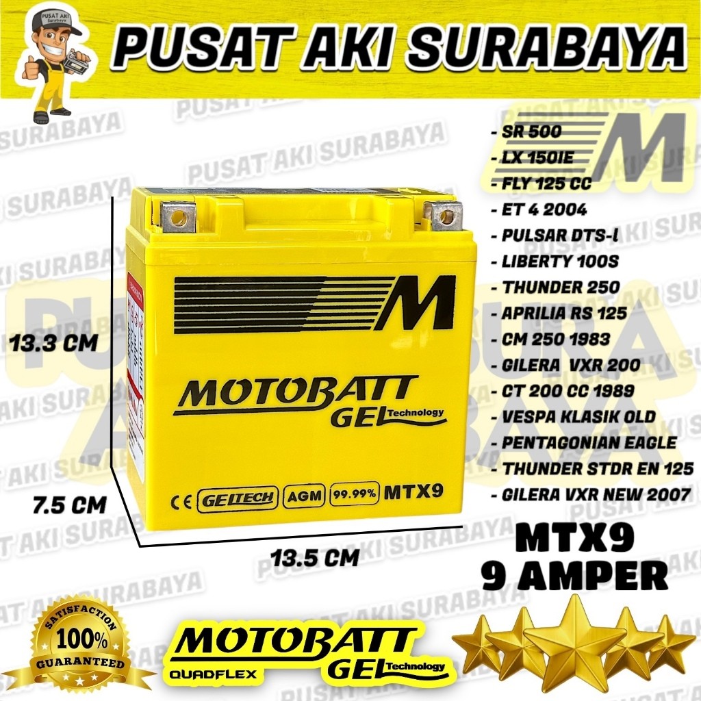 ASLI GEL MOTOBATT MTX9 9 AH ACCU KERING MF MOTOR SUZUKI THUNDER 150 THUNDER AKI SUPER GEL MOTOBATT M