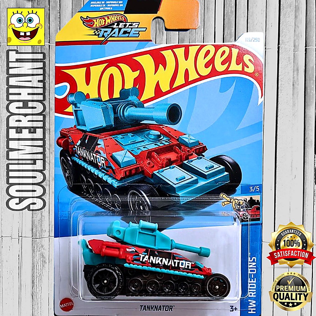 Hot Wheels Tanknator Hijau Tosca Diecast Tank Tempur Minifig Brick