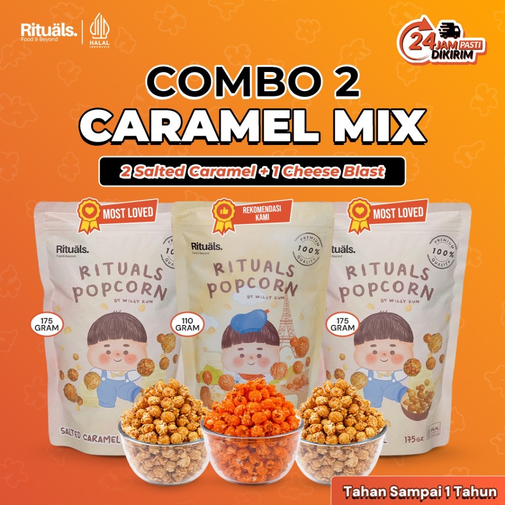 Rituals Food [Combo Trio Mix] 2 Salted Caramel Popcorn + 1 Rituals Popcorn