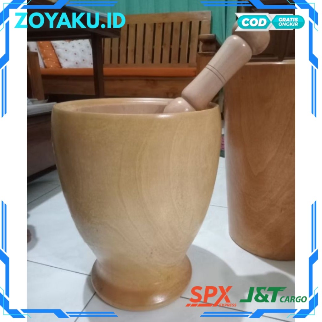 Lumpang kayu SUPER JUMBO/Lumpang SUPER JUMBO +ALU (1 SET) Kayu Mahoni