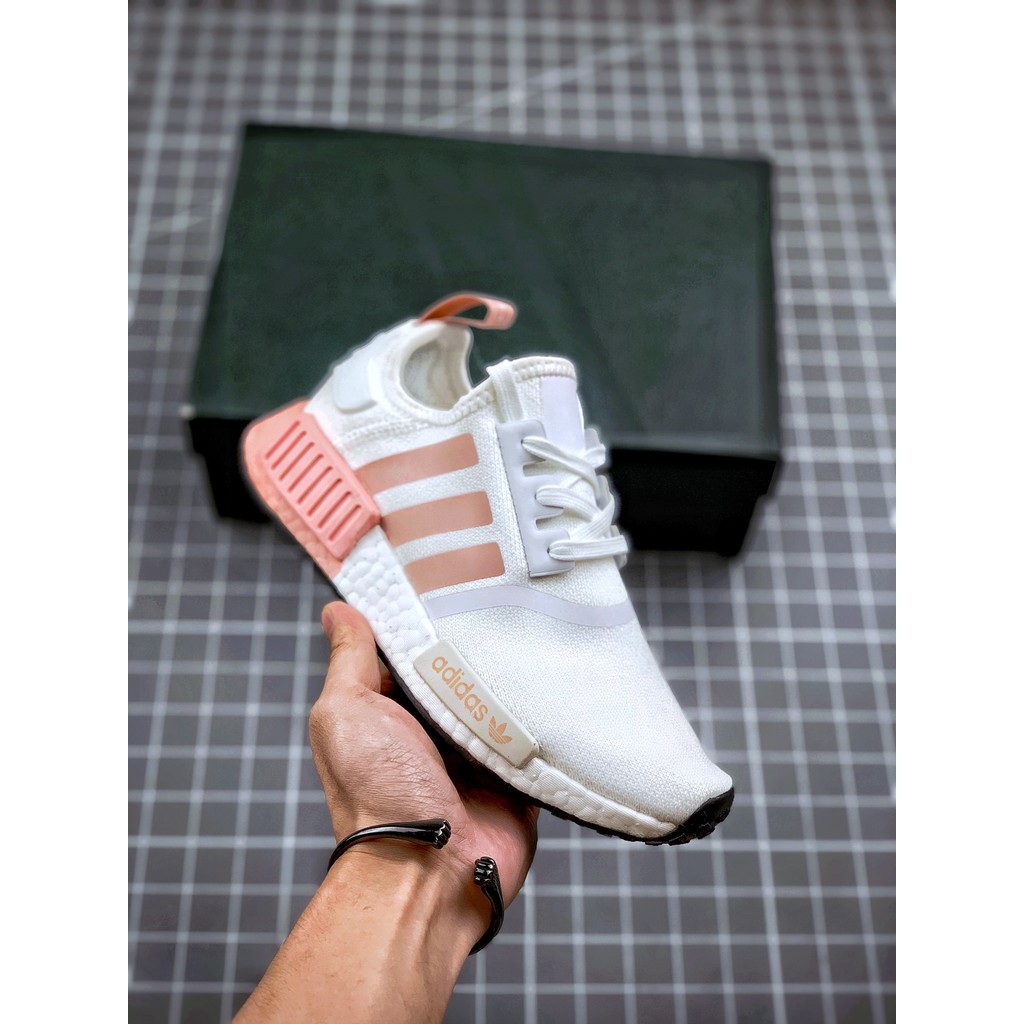 Adidas NMD_R1 Putih Pink Block Sepatu Sneakers Pria Wanita Premium Boost