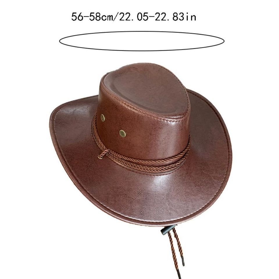 Punk Ethnic Style Western Cowboy Hat Wide Brim Polyester Knight Hat Solid Color Black/brown Cowgirl 