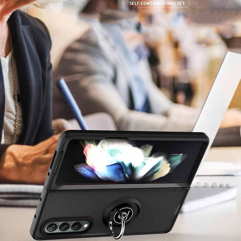 Product Case Jaz Dove Bumper Samsung Galaxy Z FOLD 4 FOLD 3 5G + Ring Metal Holder Acrylic Soft Case