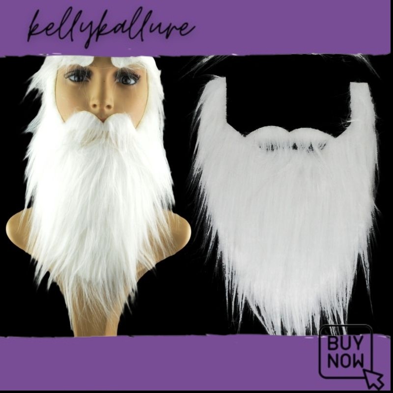 TERLAKU NOW 2pcs/-set Jenggot Panjang Palsu dan Alis Warna Putih Untuk Halloween/Pesta/Properti (Jen