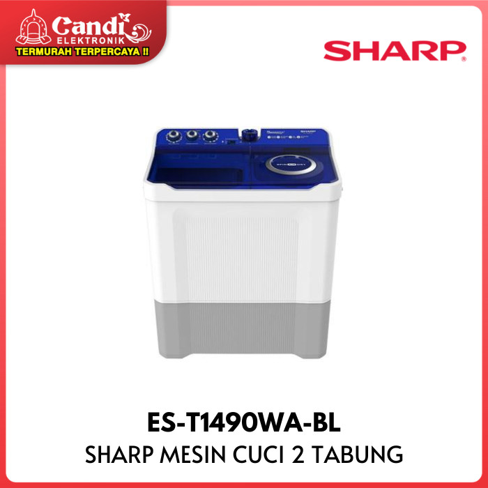 PROMO SALE SHARP Mesin Cuci 2 Tabung Twin Tun 15 Kg ES-T1490WA-BL