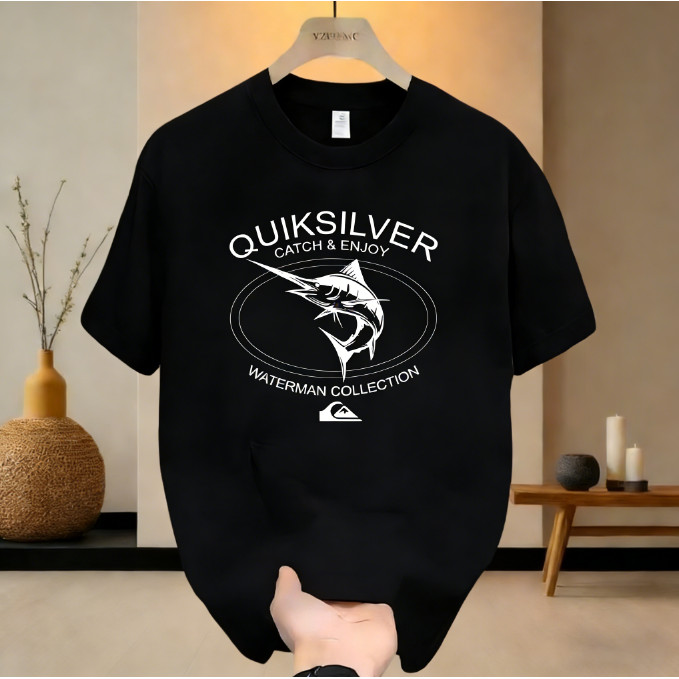 Nusa Stamp|7002baju kaos pria  Quiksilver Street Surf –FISH T-shirt Quiksilver Katun Original Desain