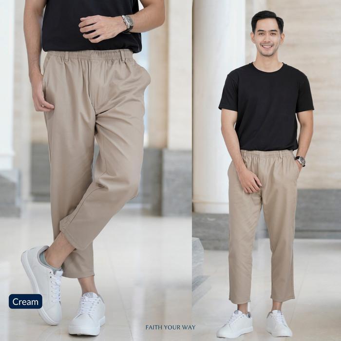Terlaris Celana Sirwal Shafwan Muslimadani Celana Cingkrang Sirwal Laa Isbal - Cream, M