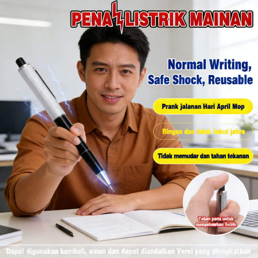 Setrum Pulpen Kejut Premium Plastik, Prank Pen, Palsu Novelty, Kejut Listrik Pena, Prank Setrum Pulp