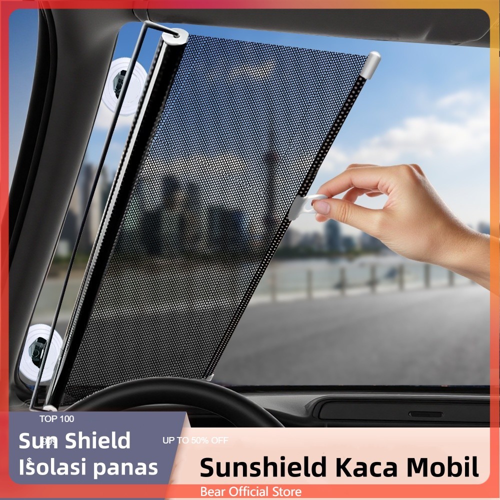 Sun Shield / Pelindung Panas Kaca Tirai Mobil Model Roll Gulung / Tirai Mobil Kaca Samping / Matahar