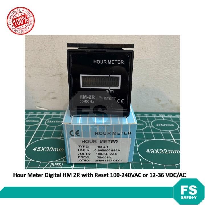 Hour Meter Digital HM-2R 100~240VAC 48x48mm With Reset / Hour Meter Digital HM-2R 12~36VDC 48x48mm W