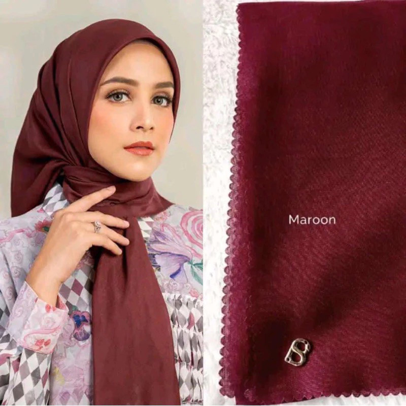 HIJAB Segiempat Voal Polos Premium BUTTONSCARVES/Plat B/Plat Jp/Plat Besi Tebal