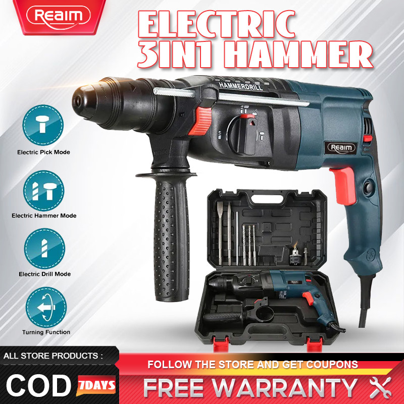 Bor Hammer Drill REAIM Bor Hammer bor listrik bor beton 3 fungsi bor drill beton hammer drill bobok 