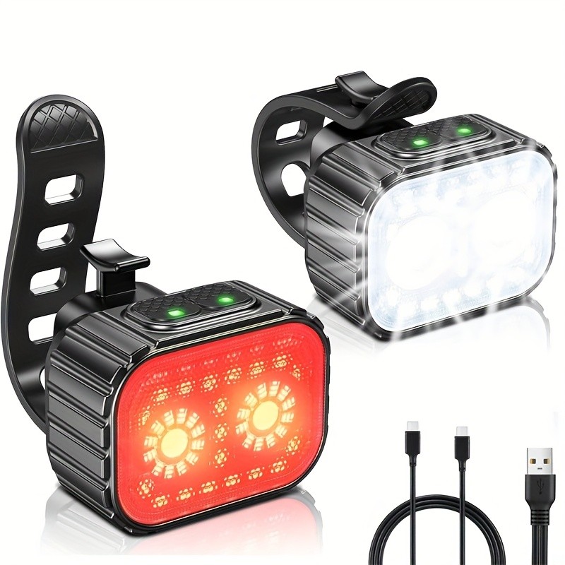 2 Lights Bicycle Lights Front and Rear Bicycle Led Lights Flashlight Reargeable Bicycle Lights Bicyc