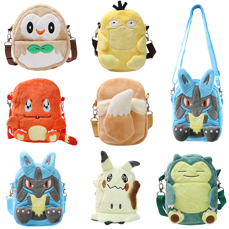 Pokemon Plush Shoulder Bag Lucario Charmander Eevee Mimikyu Snorlax Rowlet Psyduck Satchel Messenger