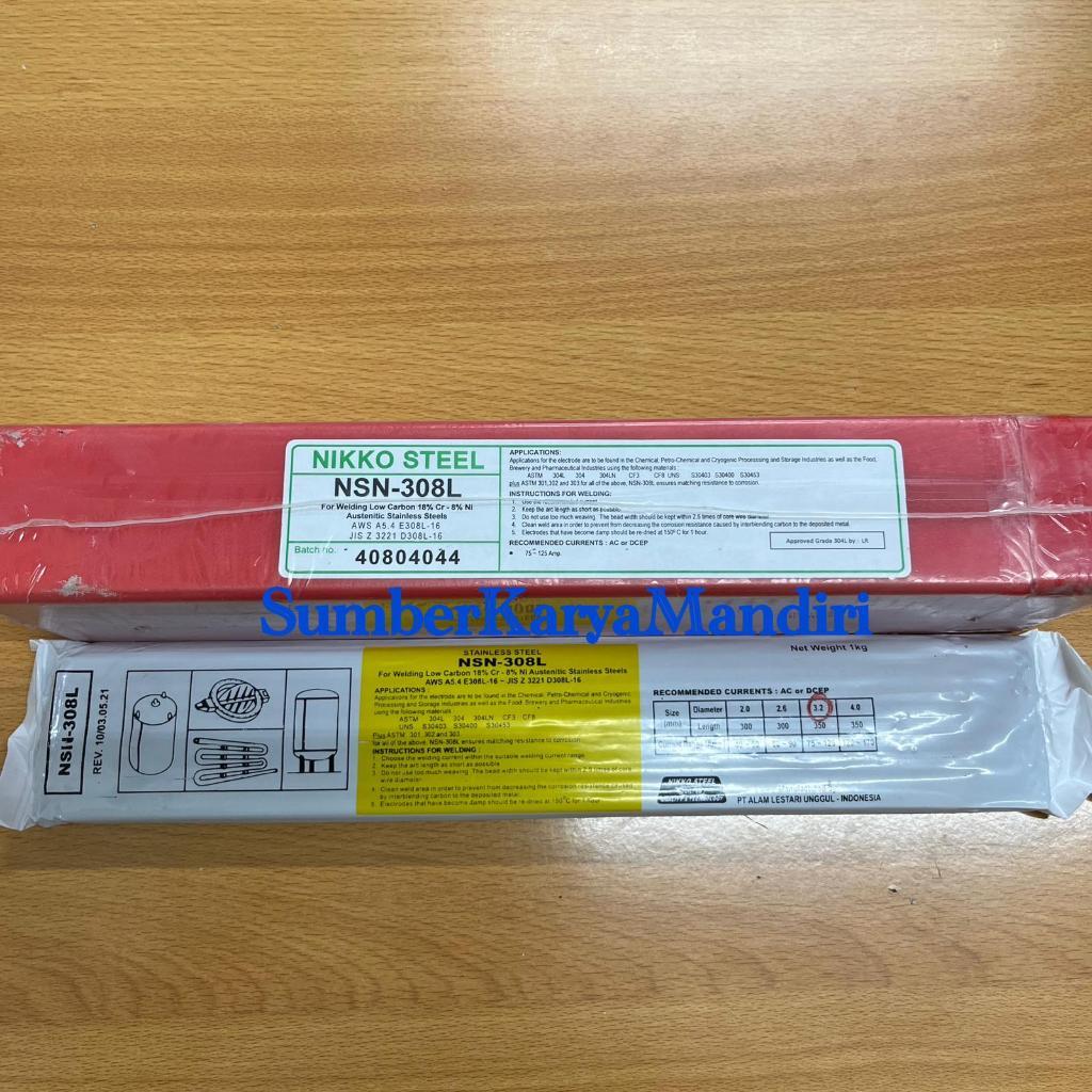 GILISHOP Kawat Las Stainless Steel Nikko Steel NSN-308L 3,2MM / NSN 308L 3,2MM (1kg)