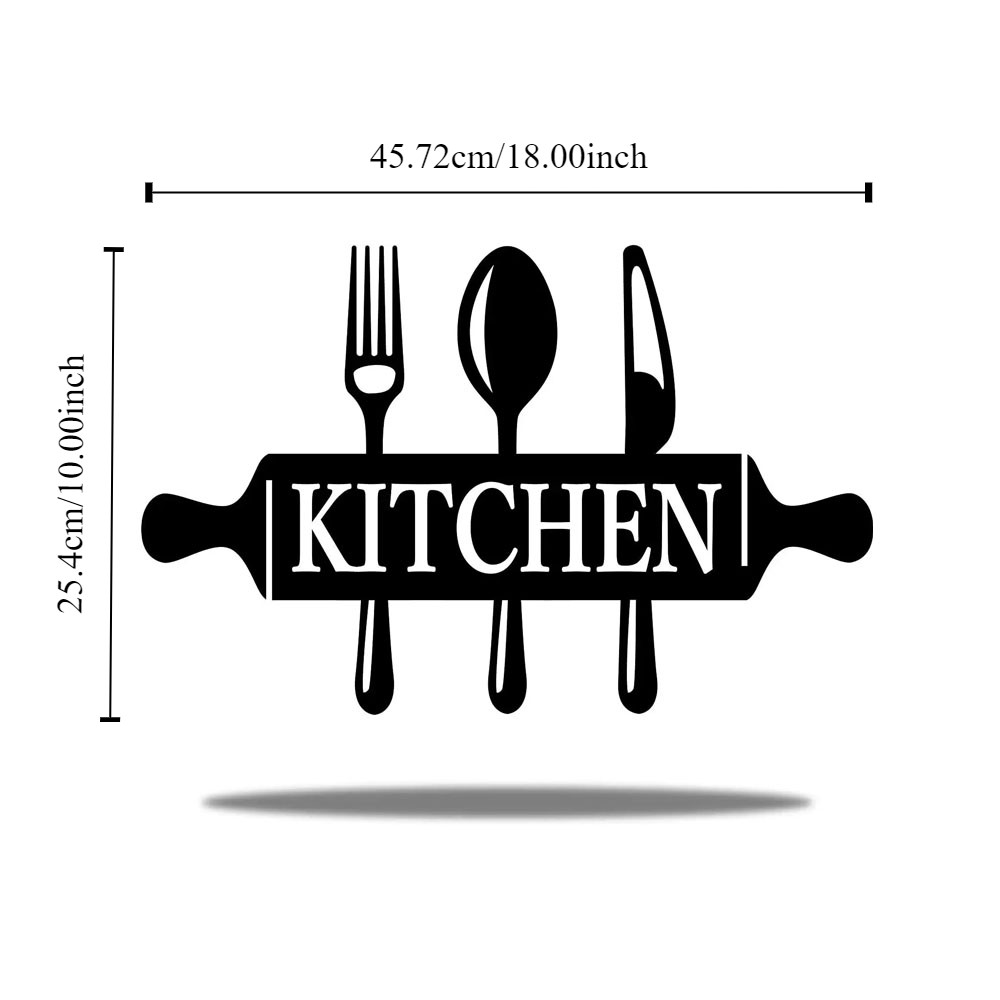 Lukisan Dinding Logam Hitam Peralatan Masak Estetik – Wall Art Dapur Minimalis Modern Hiasan Dinding