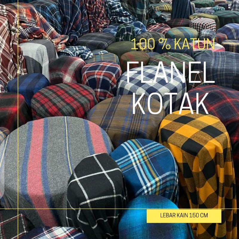 0 Kain Bahan Flanel Motif Kotak Flanel Kain Katun Flanel halus