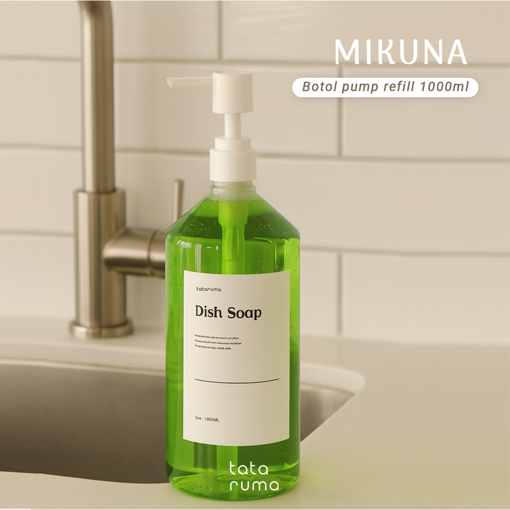 HOMMA Botol Pump Refill Plastik 1000ml/1liter Anti Bocor FREE STICKER-Organizer